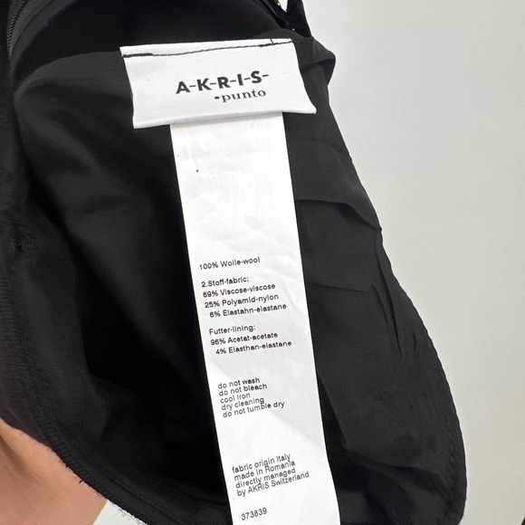 Akris Punto Mini Pencil Skirt 100% Wool Full Zip Front Pocket Lined Black Size 4 - Picture 5 of 6